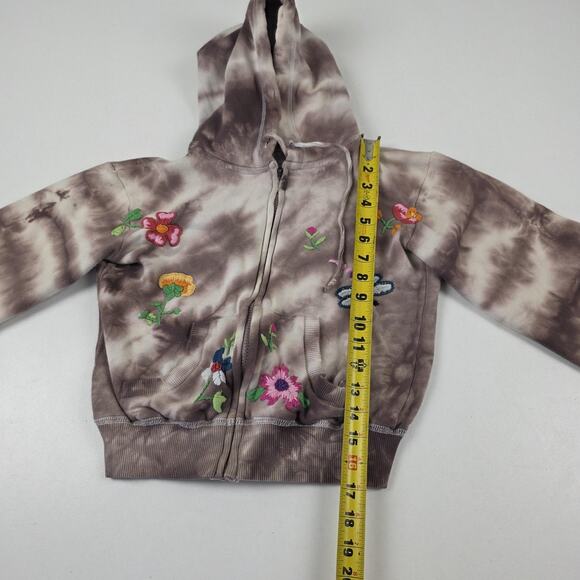 VTG Y2K Miss Me Hoodie Womens Small Tie-Dye Zip Up Embroidered Floral Butterfly - Picture 5 of 12
